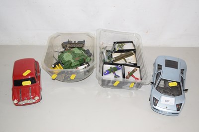 Lot 507 - Mixed lot of various die cast cars, tanks and...
