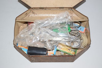 Lot 512 - A sewing box containing various scissors, hook...