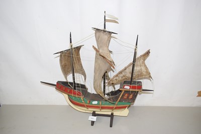 Lot 541 - A wooden model of a Galleon