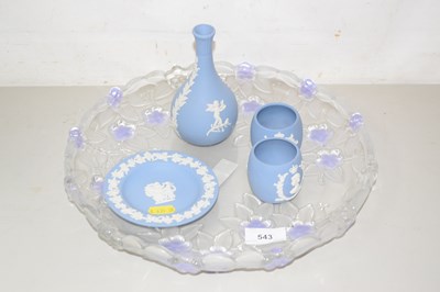 Lot 543 - A decorative glass platter together with a...