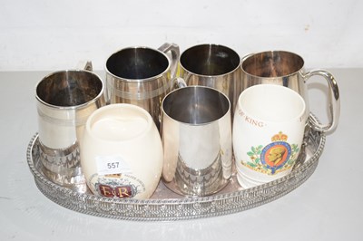 Lot 557 - Tray containing various tankards