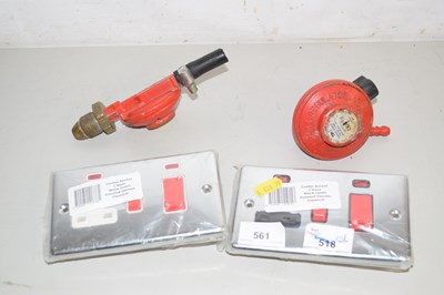Lot 561 - Two as new plug sockets and two gas gauges