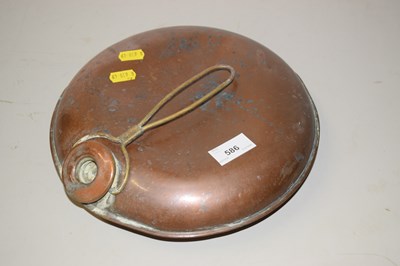 Lot 586 - A vintage copper bed warming pan or hot water...