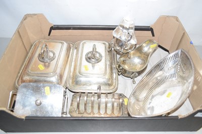 Lot 619 - Box of various white metal dinner wares