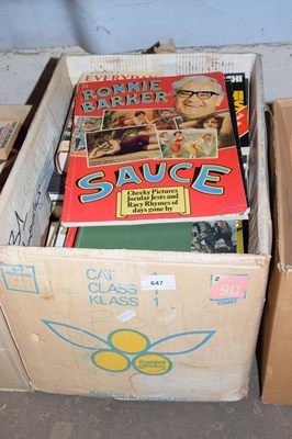 Lot 647 - Box of mixed books to include cookery, comedy etc
