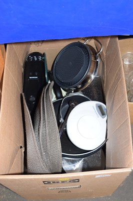Lot 661 - Large box of various kitchen wares, place mats,...