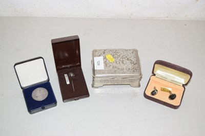 Lot 124 - Mixed Lot: A silver stick pin, cased cufflinks,...