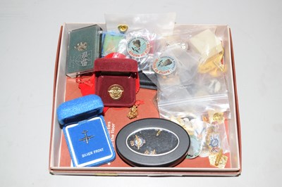 Lot 129 - One box of various assorted pin badges,...