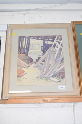 Lot 219 - O M Moyle harbour scene as viewed through a...