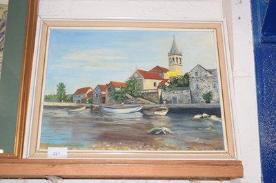 Lot 221 - P Brooke-Smith, study of a harbour scene, oil...