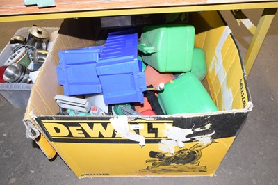 Lot 754 - Large box containing garage storage boxes,...