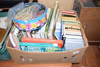 Lot 768 - Large box of various books together with a tin...
