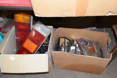 Lot 781 - Two boxes of various vehicle lights and mirrors