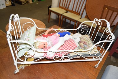 Lot 825 - Vintage dolls cot and dolls