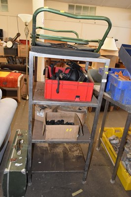 Lot 831 - Set of garage shelves together with various...