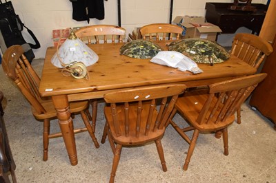 Lot 362 - Modern pine kitchen table and six chairs