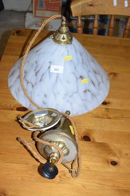 Lot 363 - A rise and fall light fitting with marbled...
