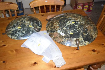 Lot 364 - Two Art Deco style marble effect ceiling light...