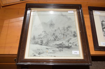 Lot 376 - A continental monochrome study of a village...