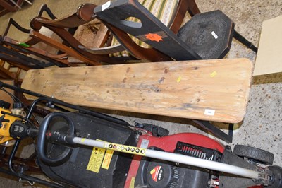 Lot 380 - A pine and metal framed bench