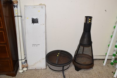 Lot 395 - A boxed log stand together with two iron...