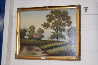 Lot 248 - Frank Wood study of a country cottage, oil on...