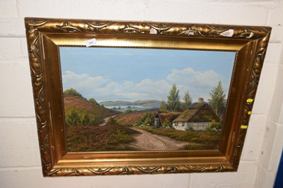 Lot 254 - A Lund, study of a Highland cottage, oil on...