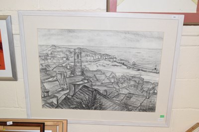 Lot 262 - Modern monochrome charcoal study of St Ives,...