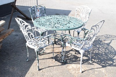 Lot 398 - Cast aluminium garden table and four chairs (5)