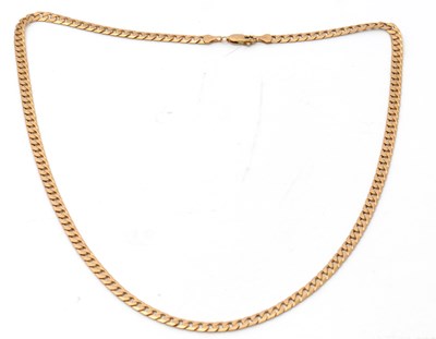 Lot 90 - A curblink necklace, stamped 375 to each end,...