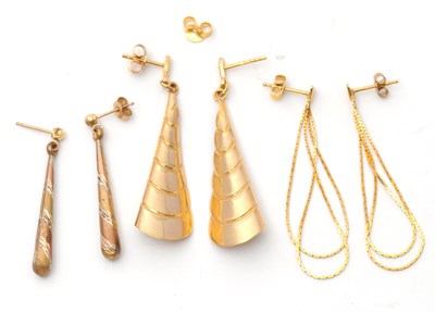 Lot 125 - Three pairs of earrings: including a pair of...