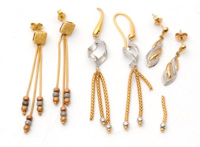 Lot 110 - Three pairs of earrings: to include a pair of...
