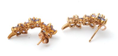 Lot 50 - A pair of 9ct tanzanite cluster earrings,...