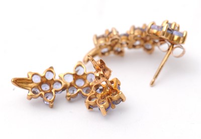 Lot 50 - A pair of 9ct tanzanite cluster earrings,...