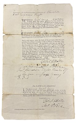 Lot 125 - County Militia - Napoleonic Wars - Somerset...