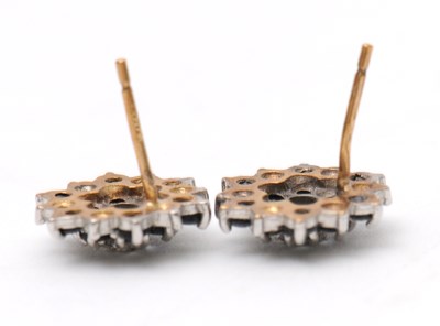 Lot 56 - A pair of 9ct sapphire and diamond earstuds,...