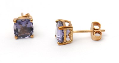 Lot 64 - A pair of 9ct iolite earstuds, 6.5 x 6.5mm,...