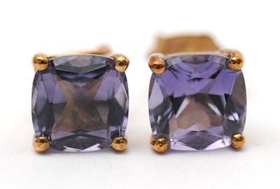 Lot 64 - A pair of 9ct iolite earstuds, 6.5 x 6.5mm,...