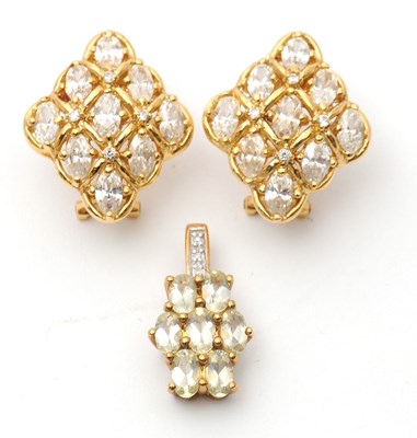 Lot 73 - A pair of 14ct gemset earrings, stamped 585...