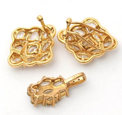 Lot 73 - A pair of 14ct gemset earrings, stamped 585...