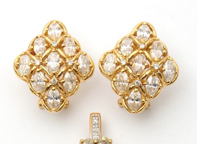 Lot 73 - A pair of 14ct gemset earrings, stamped 585...