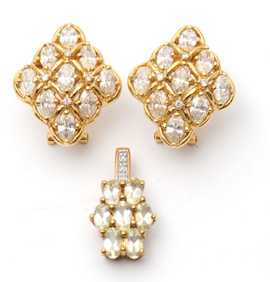Lot 73 - A pair of 14ct gemset earrings, stamped 585...