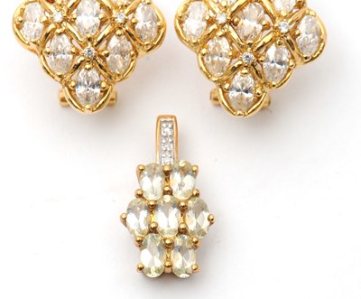 Lot 73 - A pair of 14ct gemset earrings, stamped 585...