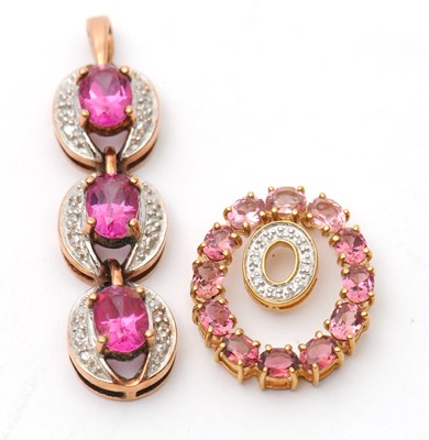 Lot 65 - Two gemset pendants: to include a 9ct three...