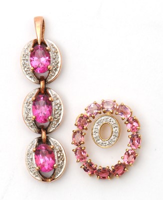 Lot 65 - Two gemset pendants: to include a 9ct three...