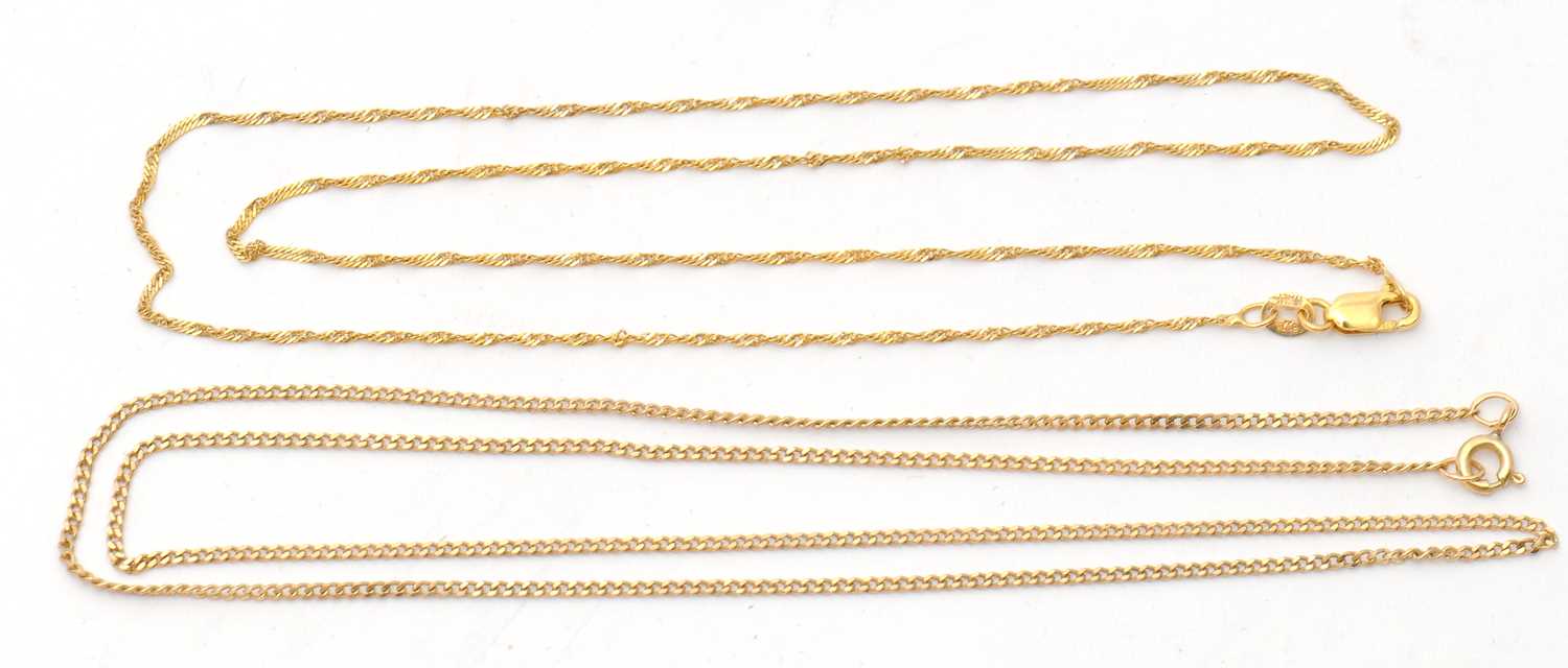 Lot 93 - Two 9ct chains: to include a 9ct curblink...