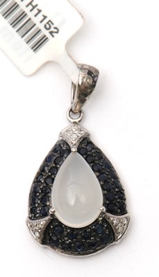 Lot 76 - A gemset pendant, the pear shape pendant with...