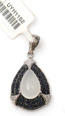 Lot 76 - A gemset pendant, the pear shape pendant with...
