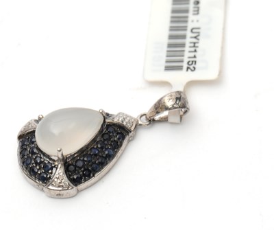 Lot 76 - A gemset pendant, the pear shape pendant with...
