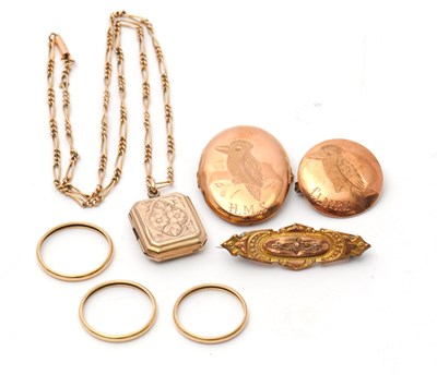 Lot 111 - A mixed lot of gold and yellow metal jewellery:...